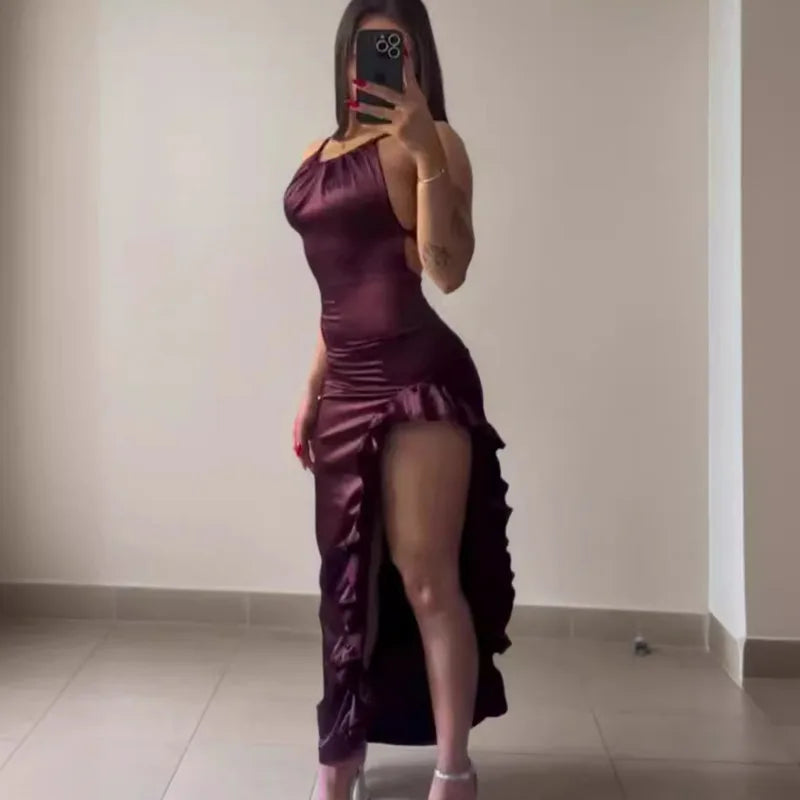 BURGUNDY LONG DRESS - WINE RED